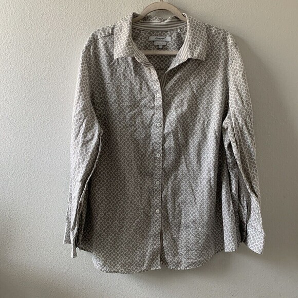 Foxcroft NYC Plus Size 20W Multicolor Print Wrinkle Free Shaped Button Up Shirt - Picture 1 of 6